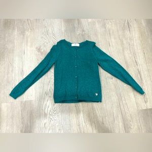 Fun, soft, knit cardigan with glittery threads, size 8/10, like new, sparkly.